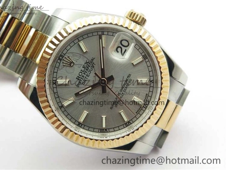 RG SS President Stick Markers NH05A Best GSF 178274 SEIKO 31mm Datejust Edition on Bracelet Dial SS RG Silver 1123